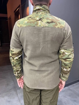 Армейська кофта флісова WOLFTRAP, тепла, розмір 3XL, Олива, вставки Мультиком на рукава, плечі, кишені