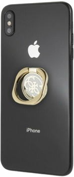 Uchwyt-pierścień na smartfon Guess Ring Stand 4G GURSEQGWH Złoto - Biały (3700740443590)