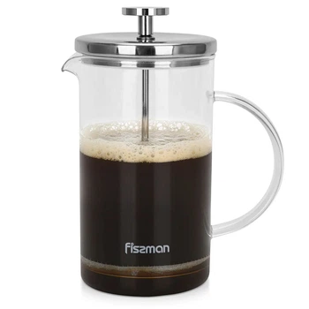 Френч пресс с поршнем Fissman Affogato из боросиликатного стекла 13.5х8.5х18см/600мл(9098)