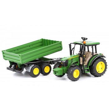 Traktor Bruder John Deere 5115 M with board wall trailer (4001702021085)