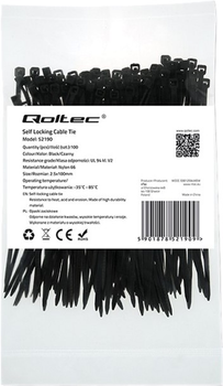 Кабельні стяжки Qoltec Nylon UV 2.5 x 100 мм 100 шт Black (5901878521909)