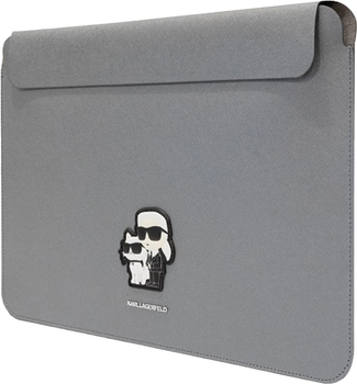 Pokrowiec na laptopa Karl Lagerfeld Saffiano Karl Choupette KLCS16SAKCPMG 16" Srebrny (3666339126667)