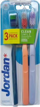 Набор Зубных щеток Jordan Clean Smile Средней жесткости 3 шт (7046110071021_синя+оранж+бузок)