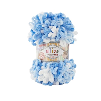 Пряжа для в'язання Alize Puffy FINE Color 6371 фантазійна нитка плюшева