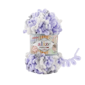Пряжа для вязания Alize Puffy FINE Color 6372 фантазийная нить плюшевая
