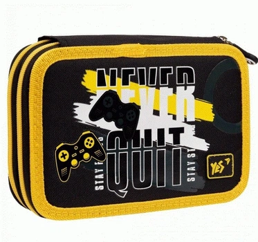 Пенал -книжка твердий подвійний Never Quit 21x13x4см YES