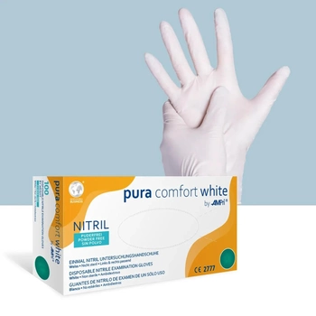 Перчатки нітрилові AMPri PuraComfort White (100 шт./50 пар), білі, розмір M