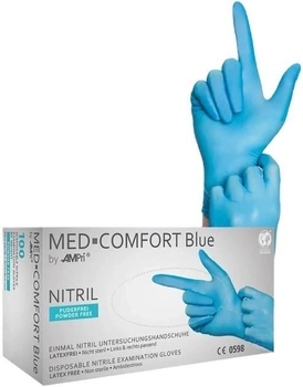 Перчатки нітрилові 5,8 гр., AMPri Med-Comfort Blue (100 шт./50 пар), сині, розмір XL