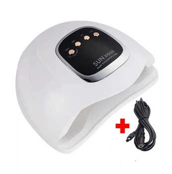 LED+UV профессиональная лампа для маникюра, наращивания ногтей SUNx15 MAX 66 LED 180 W белая шнур 2м