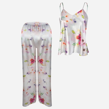 Piżama (podkoszulka + spodnie) damska DKaren Dk-Ki L Biała z różowym i fioletowym (5903251426252)