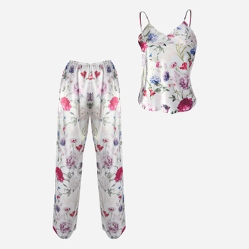 Piżama (podkoszulka + spodnie) damska DKaren Dk-Ki L Biała z różowym (5903251425958)