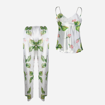 Piżama (podkoszulka + spodnie) damska DKaren Dk-Ki 2XL Biała z zielonym i różowym (5903251426092)