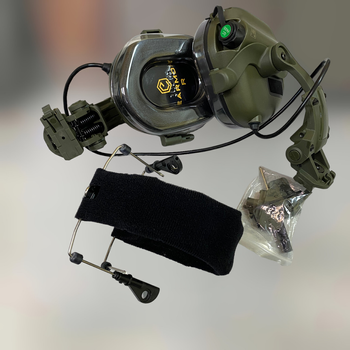 Навушники Earmor M31 з кріпленням на шолом HD-ACC-08 Олива, активні навушники з адаптером чебурашка на рейку ARC