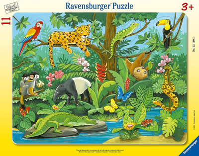 Puzzle klasyczne figuralne Ravensburger Zwierzęta w lesie deszczowym 29 x 37 cm 11 elementów (4005556051403)