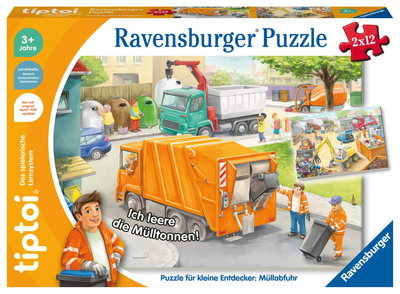 Puzzle musical Ravensburger tiptoi dla małych odkrywców Zbieranie śmieci 26 x 18 cm 2 x 12 elementów (4005556001729)