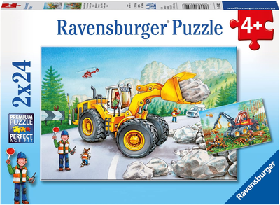 Puzzle klasyczne Ravensburger z koparką i ciągnikiem leśnym 26 x 18 cm 2 x 24 elementy (4005556078028)