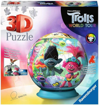 Puzzle 3D Ravensburger Światowa trasa koncertowa Trolli 13 x 13 x 13 cm 72 elementy (4005556111695)