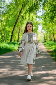 Сукня на дівчинку Vyshyvanka 134 Сірий нат. 4356