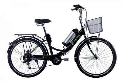 Електровелосипед E-Motion 26" складаний з кошиком і багажником низька рама 17" 36V 10Ah 350W Чорно-зелений (e-motion)