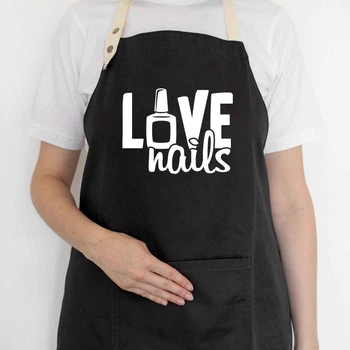Фартук с надписью Love nails (черный)