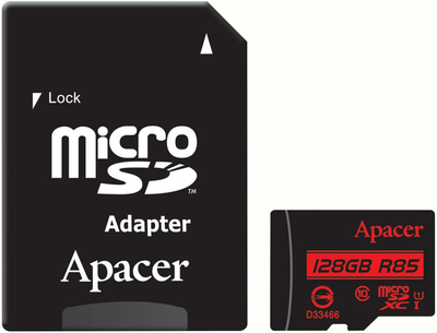Карта памяти Apacer microSDXC 128GB Class 10 UHS-I R85MB/S +SD-адаптер AP128GMCSX10U5-R