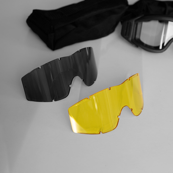 Окуляри Defenders Black, тактичні захисні окуляри з лінзами, армійська балістична маска, військова маска