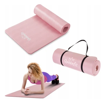 Коврик для йоги Queenfit NBR 1 5 см розовый гимнастический каремат Queenfit комфортный