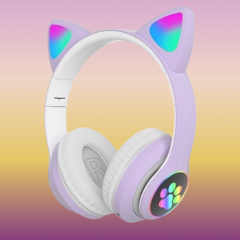 Бездротові навушники з котячими вушками Cat STN-28 з Bluetooth LED підсвічуванням функція MP3 Purple