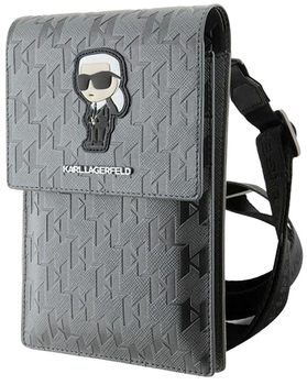 Чохол-сумка Karl Lagerfeld Saffiano Monogram Ikonik Silver (3666339170615)