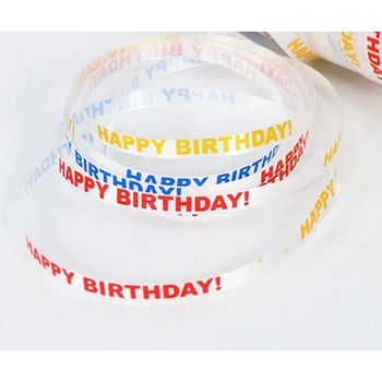 Лента Для Шариков 10м Тесьма С Разноцветной Надписью HAPPY BIRTHDAY | Белый