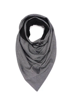 Шарф My Scarf двухсторонний, абстрактный серый унисекс с пуговицей-застежкой