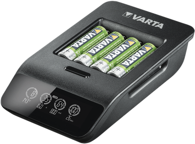 Зарядний пристрій Varta LCD Smart Charger+ EU with 4x AA 2100 mAh Чорний (57684101441)