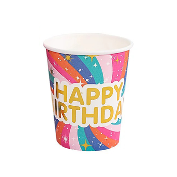 Стаканчики Бумажные Одноразовые Happy Birthday | Разноцветный