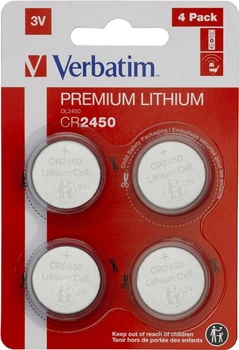 Батарейка Verbatim Premium CR2450 3 В 4 шт Lithium (49535)