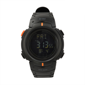Военные тактические часы M-TAC BLACK с компасом, часы многофункциональные армейские черные
