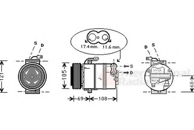 Компресор кондиціонера OPEL ASTRA G 98- (Van Wezel) Van Wezel (3700K316)