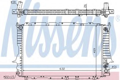 Радіатор охолодження AUDI 100/A6 2.6-2.8 AT (вир-во Nissens) Nissens (60476)