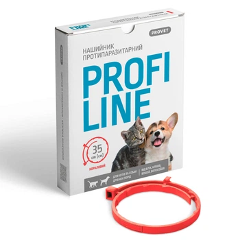 Нашийник Природа ProVET ProfiLine для собак та котів протипаразитарний кораловий 35 см