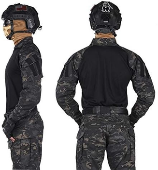 Тактична бойова армійська сорочка зсу з налокітниками убакс IDOGEAR G3 Combat, чорний мультикам, 96358652-M
