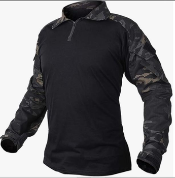 Тактическая боевая армейская рубашка зсу с налокотниками убакс IDOGEAR G3 Combat, черный мультикам, 96358652-L