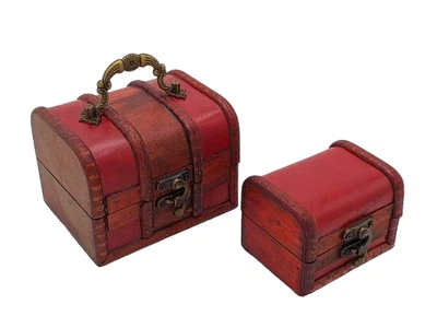 Шкатулка сундучок декоративный фанерный набор 2 штуки 8,5*6 cm H 6 cm/12*9,5 cm H 9 cm 13645