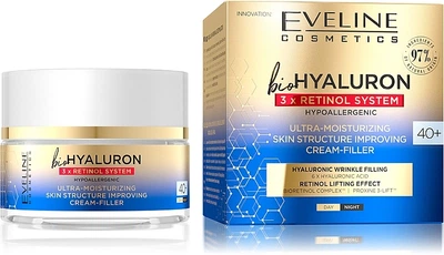 Ультразволожуючий крем-філер - Eveline Cosmetics BioHyaluron 3X Retinol System 40+ 50ml (1195595-119915)