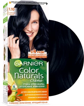 Стійка крем-фарба з трьома оліями Garnier Color Naturals 1.10 - Чорне вугілля (435553-936870-2)