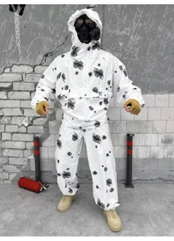 Чоловічий водонепроникний Зимовий маскувальний костюм Клякса Білий (Маскхалат) розмір ХЛ