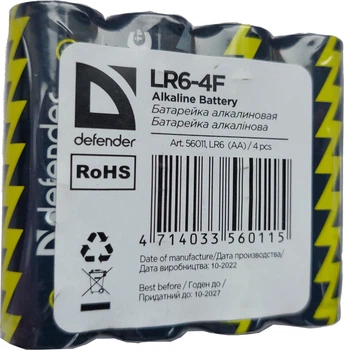 Батарейки Defender Alkaline LR6-4F AA 4 шт. (56011)