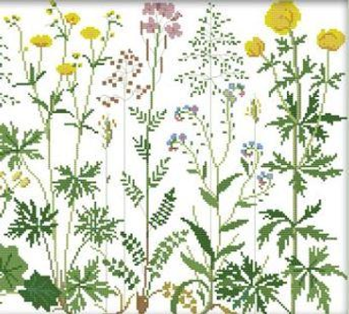 Набор для вышивания по нанесённой на канву схеме "Flowers on the Meadow". AIDA 14CT printed 85*36 см