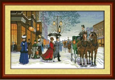 Набор для вышивания по нанесённой на канву схеме "Twilight in foreign country". AIDA 14CT printed, 54*36 см