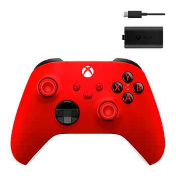 Набір Геймпад Бездротовий Microsoft Xbox Series Controller Pulse Red + Акумулятор Play and Charge Kit + Кабель USB Type-C Black