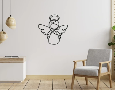 Декоративне панно на стіну з дерева Upwood Decor Ангелок Angel 80 х 80 см black