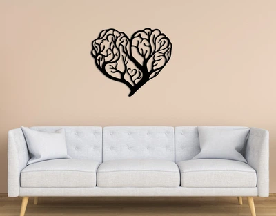 Декоративне панно на стіну з дерева Upwood Decor Серце - дерево Heart is a tree 50 х 58,5 см black